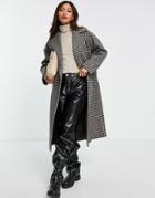 Helene Berman Double Breasted Wool Blend Check Coat In Multi