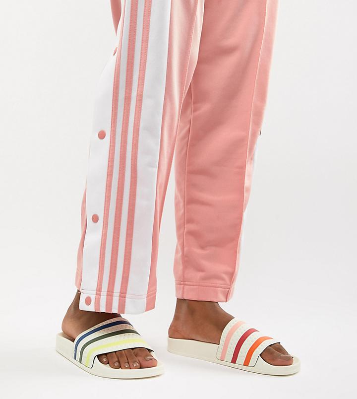 Adidas Pride Adilette Slider Sandals In White - White
