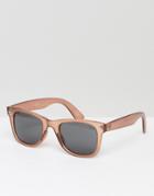 Asos Square Sunglasses In Crystal Dusky Rose - Pink