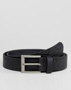 Asos Wide Leather Belt With Vintage Floral Emboss - Black