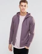 Asos Zip Up Hoodie In Purple - Dusty Lilac