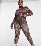Asos 4505 Curve Ski Base Layer Legging In Thermal Brushed Animal Print-multi