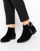 Truffle Collection Cece Zip Ankle Boots - Black Suede