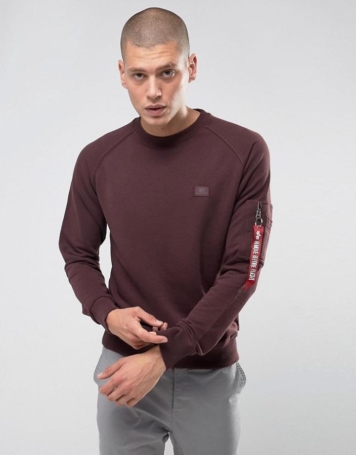 Alpha Industries X-fit Crew Sweatshirt In Burgundy - Red