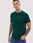Asos Design Organic T-shirt With Crew Neck In Khaki-green