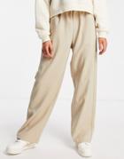 Miss Selfridge Wide Leg Sweatpants In Stone-neutral