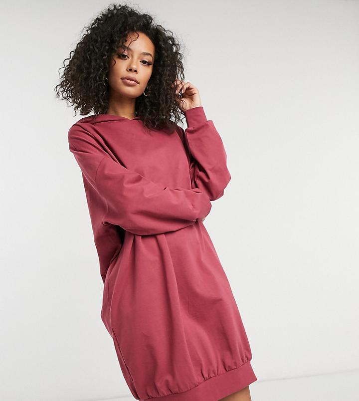Asos Design Tall Oversized Hoodie Sweatshirt Dress In Chilli-red