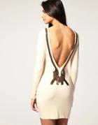 Asos Embellished Dress With Open Back - Black