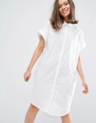 Monki Short Sleeved Shirt Dress - White