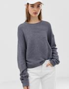 Asos Design Sweater With Ripple Stitch Detail - Gray