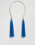 Suzywan Silk Tassel Necklace - Blue