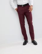 Asos Skinny Smart Pants In Burgundy - Red