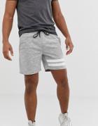 Jack & Jones Core Jersey Shorts With Leg Stripe - Gray