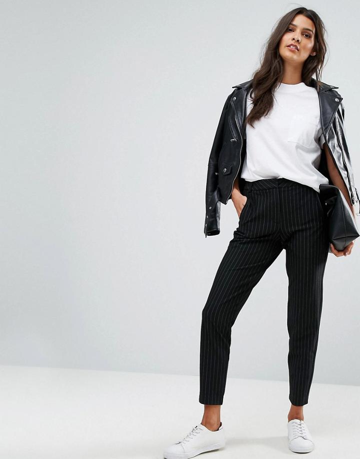 Vero Moda Tailored Pinstripe Pants - Black