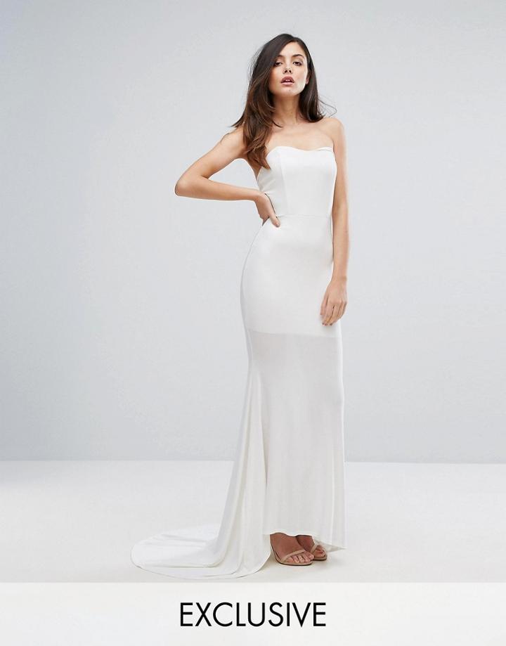 Club L Bandeau Fishtail Maxi Dress - White