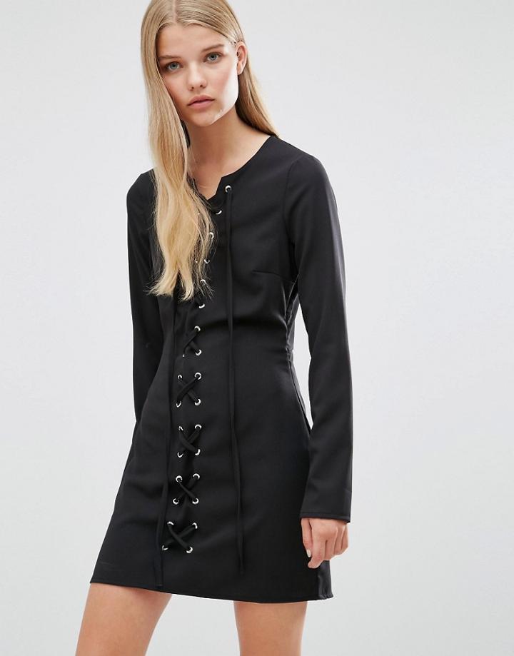 Madam Rage Lace Front Bodycon Dress - Black