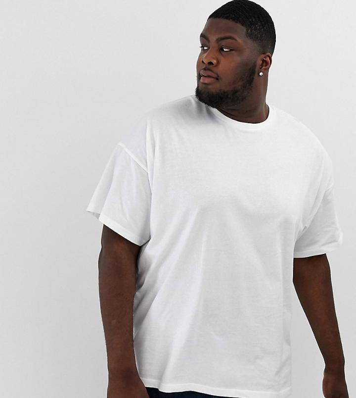 Asos Design Plus Oversized T-shirt With Crew Neck In White