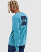 The North Face Red Box Long Sleeve T-shirt In Blue