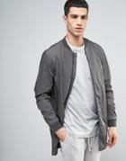 Selected Homme Longline Bomber Jacket - Gray