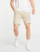 Topman Organic Cotton Blend Slim Chino Short In Stone-neutral