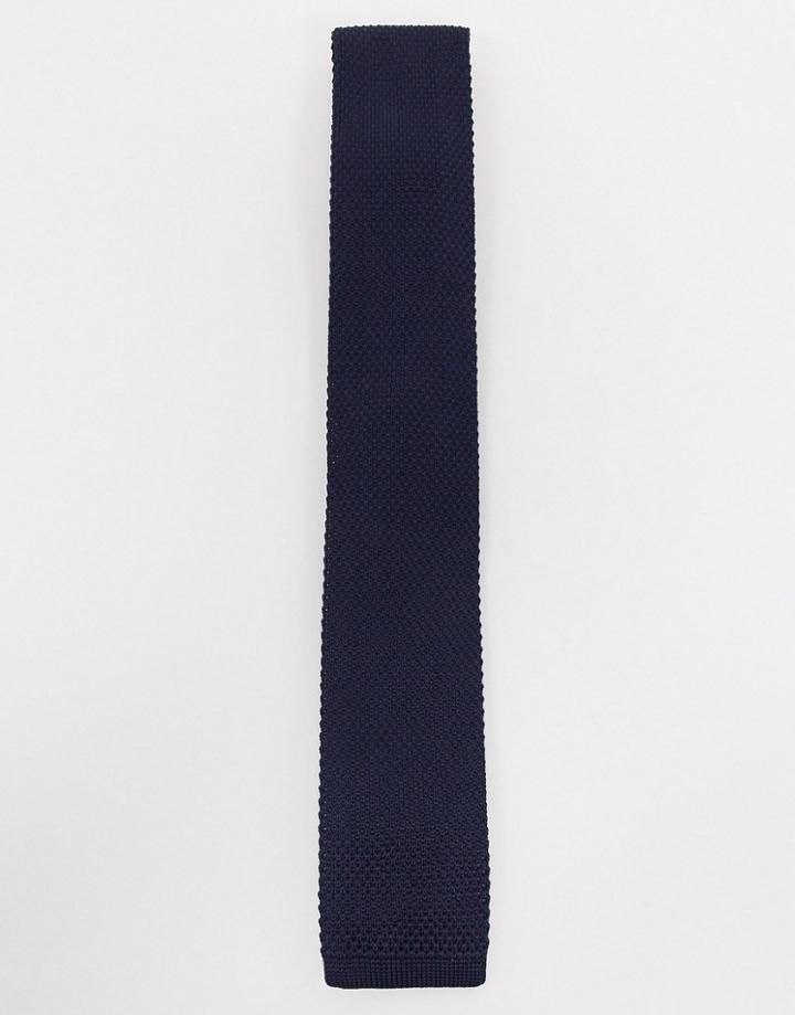 River Island Knitted Tie In Navy