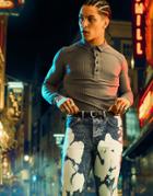Asos Design Long Sleeve Muscle Polo In Heavyweight Rib In Gray