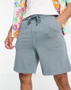 Pull & Bear Basic Sweat Shorts In Navy-gray