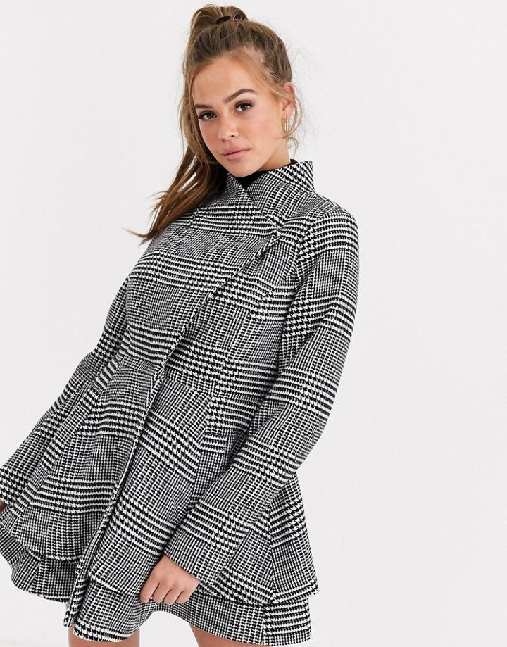 Asos Design Check Swing Skater Coat-multi