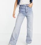 Topshop Petite Kort Jeans In Bleach-blue