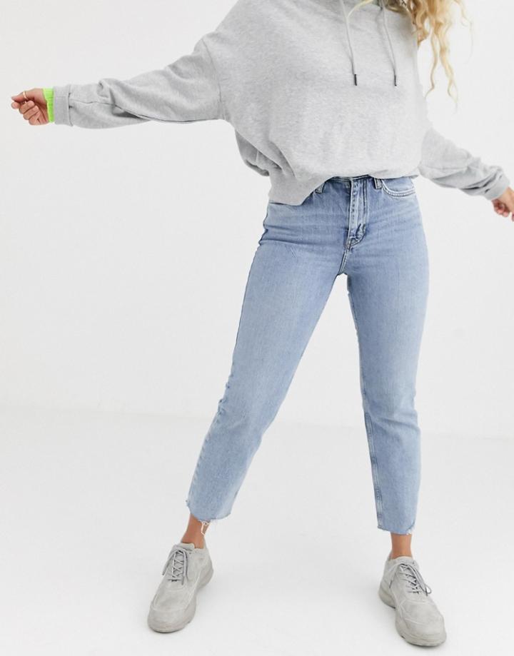 River Island Straight Leg Jeans In Light Wash Blue