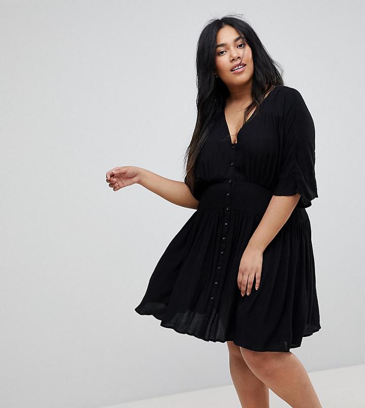Asos Curve Casual Tea Dress - Black
