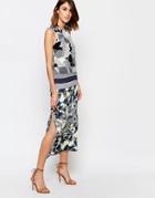 Warehouse Abstract Palm Print Midi Dress - Multi
