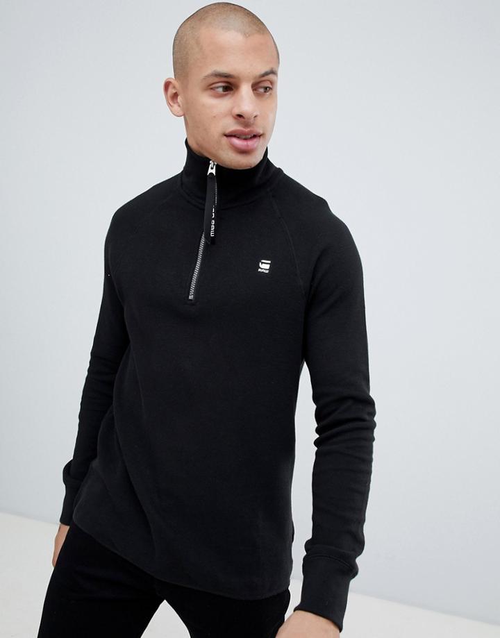 G-star Beraw Jirgi Half Zip Chest Logo Sweat In Black - Black