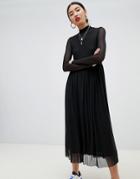 Na-kd Mesh Long Sleeve Dress In Black - Black