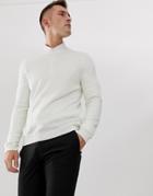 Asos Design Knitted Crew Neck Sweater In White