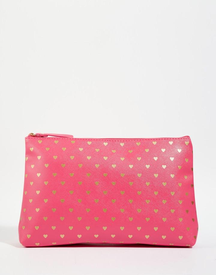 Bombay Duck Toiletry Bag In Heart Print - Pink
