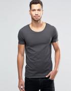 Asos Muscle T-shirt With Scoop Neck In Gray - Olive