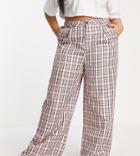 Daisy Street Plus High Waisted Wide Leg Pants In Pink Check-multi
