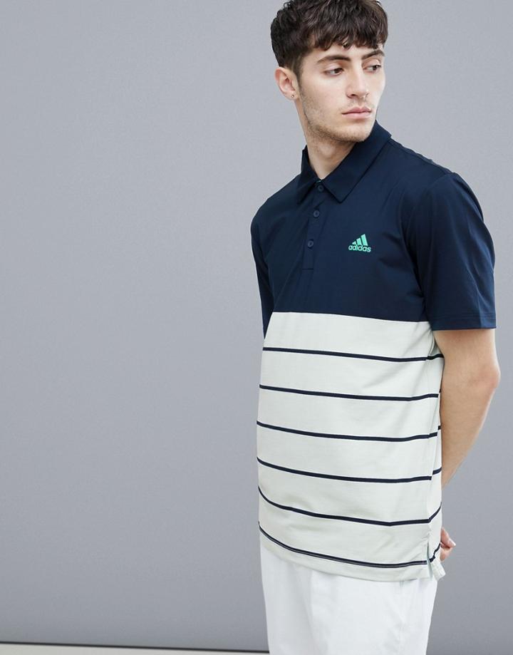 Adidas Golf Stripe Polo In Navy D96146 - Navy