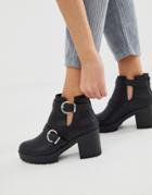 New Look Cut Out Chunky Heeled Boot In Black - Black