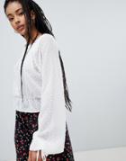 Nobody's Child Balloon Sleeve Blouse In Sheer Polka - White
