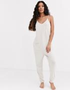 Asos Design Lounge Mix & Match Super Soft Jumpsuit-beige