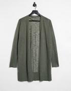 Oasis Knitted Cardigan In Khaki-green
