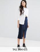 Vero Moda Tall Button Front Midi Skirt - Navy