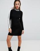 Asos Knitted Mini Dress With Sports Tipping And Logo - Multi