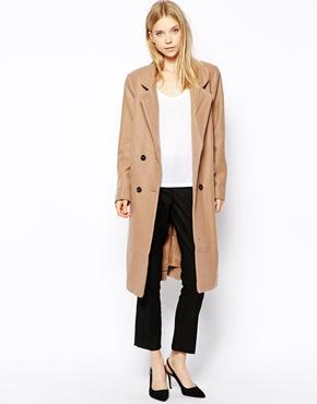 Ganni Double Breasted Long Lined Coat - Woodsmoke