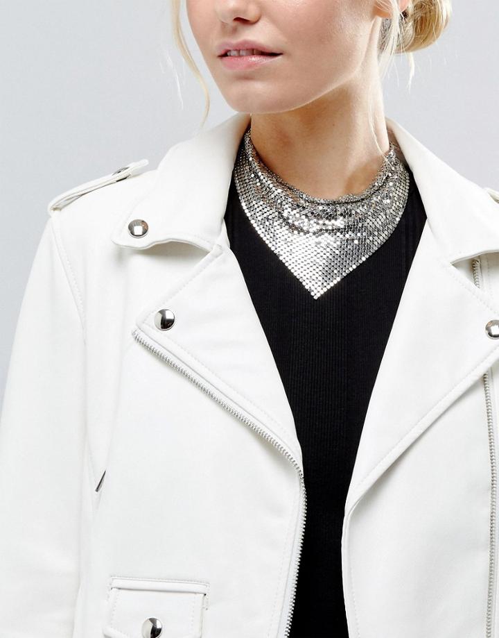 Monki Multirow Choker Necklace - Silver