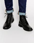 Jack & Jones Crust Leather Boots - Black