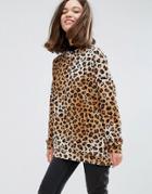 Monki Leopard Print Sweatshirt - Brown
