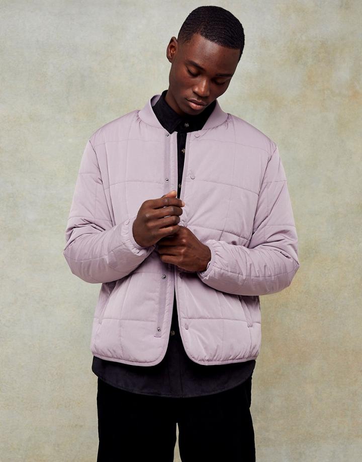 Topman Quilted Liner Jacket In Purple